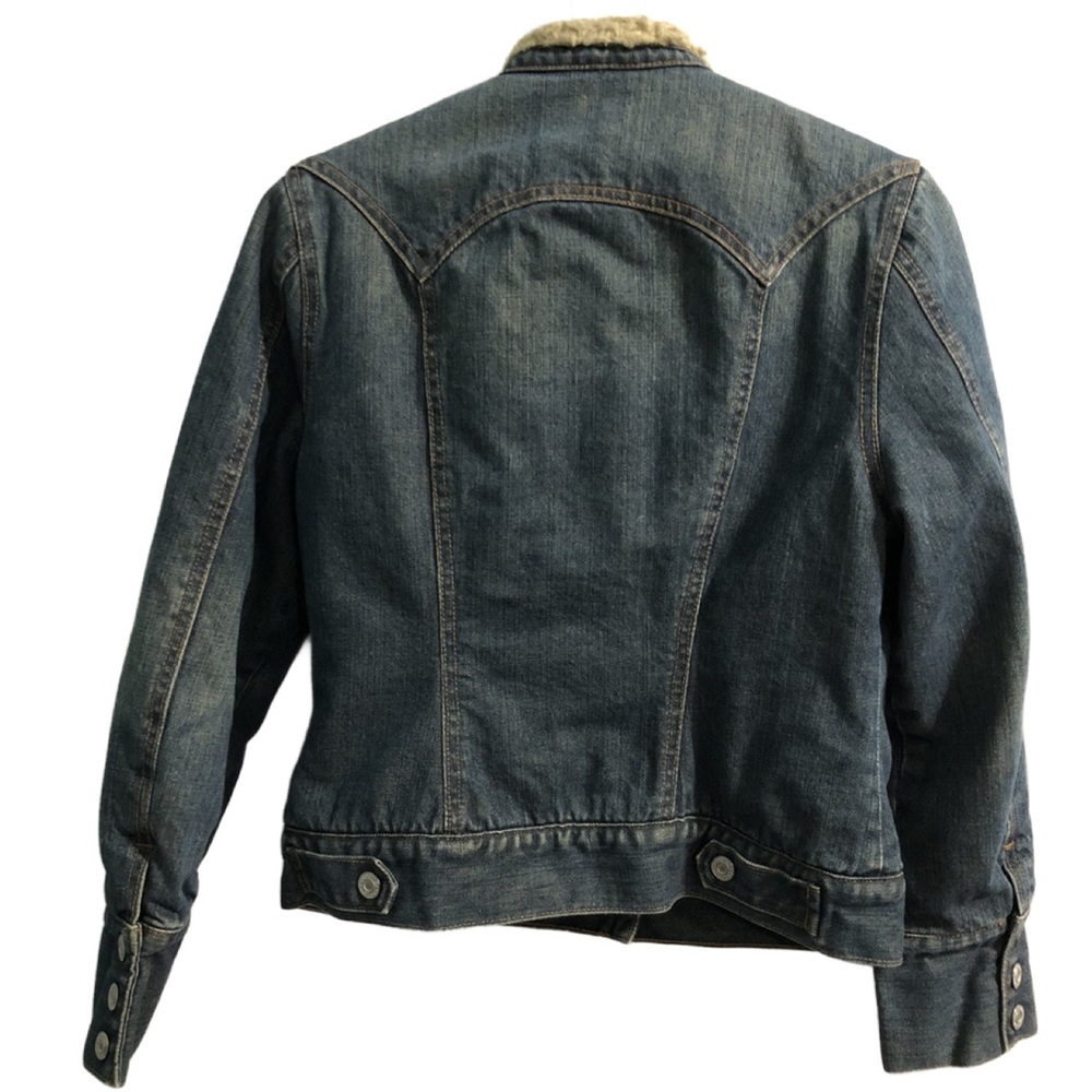 GAP‎ Denim Trucker Jacket Sherpa Lining Vintage Bomber Acid Wash Women’s XS - Picture 3 of 8